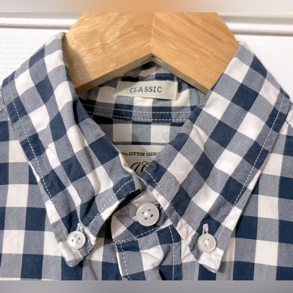 J Crew Classic Oxford Men's Blue and White Gingham Checkered Shirt Sz XS - Picture 3 of 9